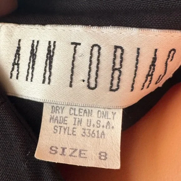 Vintage Black Midi Dress Gold Button Embroidered Trim Ann Tobias Size 8 USA - Picture 8 of 9